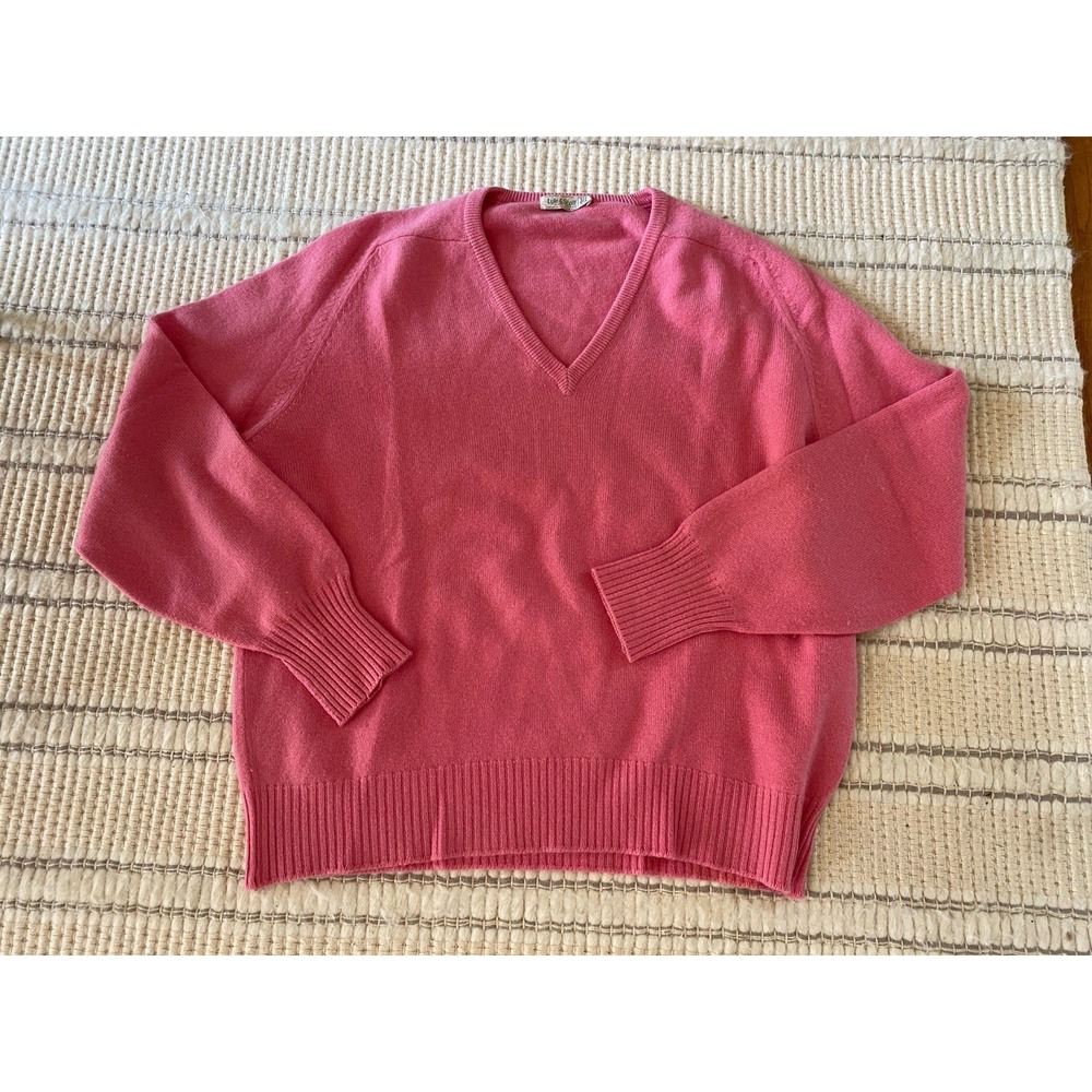 Lyle & Scott‎ Vintage Cashmere V-neck Sweater Pink Men's Size 42 Large
